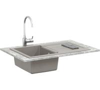 vidaXL Lavabo Gris 780 x 500 mm 80% quartz et 20% résine