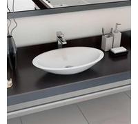 vidaXL Lavabo 59,3 x 35,1 x 10,7 cm – Fonte minérale / Fonte de marbre blanc