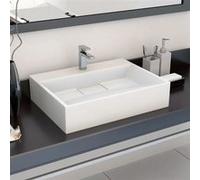 vidaXL Lavabo 50 x 38 x 13 cm – Fonte minérale / marbre blanc