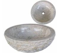 vidaXL Lavabo en marbre 40 cm – Vasque lave‑main en pierre naturelle crème