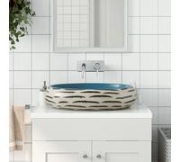 vidaXL Vasque à poser Multicolore Ovale 59x40x15 cm Céramique
