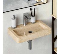 vidaXL Lavabo Mural - Crème