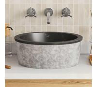 vidaXL Lavabo noir Ø40x15 cm Marbre