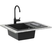 vidaXL Lavabo noir 620 x 500 mm 80% quartz et 20% résine