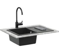 vidaXL Lavabo noir 670 x 460 mm granit