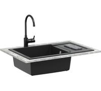 vidaXL Lavabo noir 780 x 500 mm 80% quartz et 20% résine