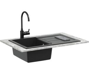 vidaXL Lavabo noir 780 x 500 mm 80% quartz et 20% résine