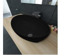 vidaXL Lavabo ovale céramique Lave-mains vasque à poser 40 x 33 cm Noir