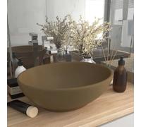 vidaXL Lavabo Ovale - Crème Mat