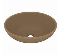 vidaXL Lavabo ovale de luxe Crème mat 40x33 cm Céramique