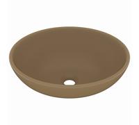 vidaXL Lavabo ovale de luxe Crème mat 40x33 cm Céramique