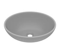 Vidaxl Lavabo Ovale De Luxe Gris Clair Mat 40x33 Cm Céramique