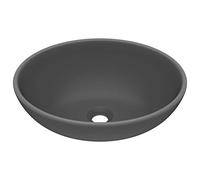 vidaXL Lavabo ovale de luxe Gris foncé mat 40x33 cm Céramique