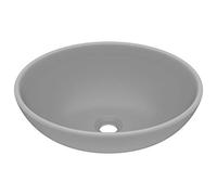 vidaXL Lavabo Ovale de Luxe Vasque à Poser de Toilette Lave-mains de Salle de Bain Cuisine Maison Intérieur Gris Clair Mat 40x33 cm Céramique