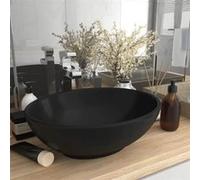vidaXL Lavabo ovale de luxe – Vasque à poser céramique 40x33 cm Noir mat