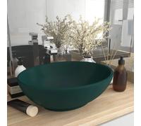 vidaXL Lavabo Ovale de Luxe - Vert Foncé Mat