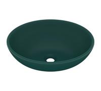 Vidaxl Lavabo Ovale De Luxe Vert Foncé Mat 40x33 Cm Céramique