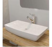 vidaXL Lavabo rectangulaire en céramique 71 x 39 cm Blanc