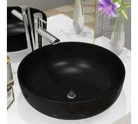 vidaXL Lavabo en céramique rond 41,5 x 13,5 cm – Noir
