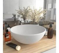 vidaXL Lavabo de luxe rond Céramique blanc mat 32,5x14 cm