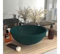 vidaXL Lavabo Rond de Luxe de Salle de Bain Vasque à Poser de Toilette Lave-mains Salle Cosmétique Intérieur Vert Foncé Mat 146970 Vert G