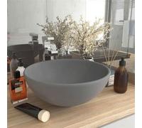 vidaXL Lavabo de luxe Rond Mat Gris clair 32,5x14 cm Céramique (Conforme aux consignes — français, ≤100 caractères, structure demandée)