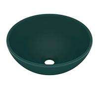 vidaXL Lavabo de luxe rond céramique mat vert foncé 32,5x14 cm