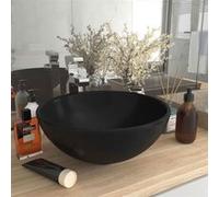 vidaXL Lavabo de luxe Rond Mat Noir 32,5x14 cm Céramique