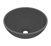 vidaXL Lavabo rond de luxe de salle Gris foncé mat 32,5x14cm Céramique
