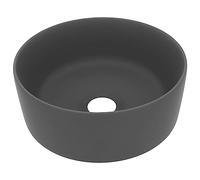 vidaXL Lavabo rond de luxe Gris foncé mat 40x15 cm Céramique