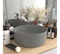 vidaXL Lavabo Rond Gris Clair Mat 40 cm