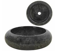 vidaXL Lavabo rond noir en marbre 400x120 mm
