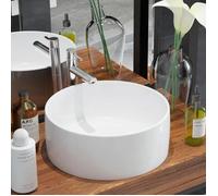 vidaXL Lavabo rond en céramique blanc 40 x 15 cm