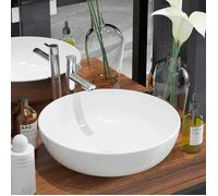 vidaXL Lavabo rond en céramique blanc 41,5 x 13,5 cm