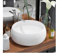 vidaXL Lavabo rond en céramique blanc 40 x 15 cm