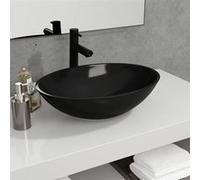 vidaXL Lavabo en verre à poser 50x37x14 cm noir