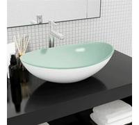 vidaXL Lavabo en verre trempé 345256 – 54,5x35x15,5 cm – Blanc