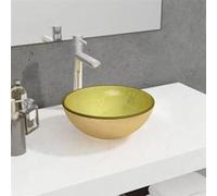 vidaXL Lavabo vasque à poser en verre trempé 30x12 cm Golden