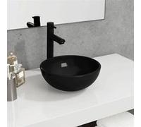 vidaXL Lavabo vasque à poser en verre trempé 30x12 cm Noir
