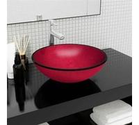 vidaXL Lavabo vasque à poser en verre trempé 42 x 14 cm rouge