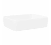 vidaXL Lavabo, Vasque à Poser, Lave-Mains avec Trou de Vidange, Évier de Comptoir Salle de Bain Toilette Salle d'Eau Blanc Céramique Rectangle