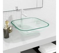 vidaXL Lavabo Verre 42x42x14 cm Transparent