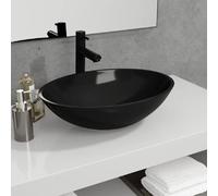 VidaXL Lavabo verre 50x37 cm - Noir
