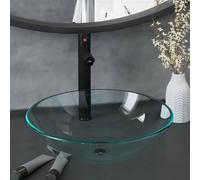 vidaXL Lavabo verre avec robinet et drain à poussoir