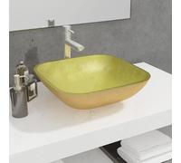 vidaXL Lavabo vasque à poser verre 42x42x14 cm Doré