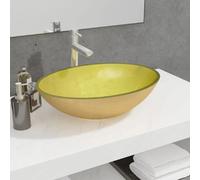 vidaXL Lavabo Verre Doré