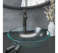 VidaXL Lavabo verre trempé Ø 42 cm - Gris
