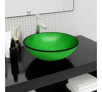 vidaXL Lavabo Verre trempé 42x14 cm vert