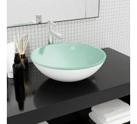 vidaXL Lavabo - Verre trempé blanc 42x14 cm