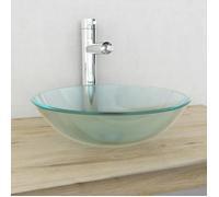 vidaXL Lavabo Verre Trempé Givré Lavabo Vasque Evier à Poser Salle de Bain 142230